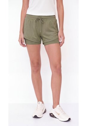 Short Running Verde Oliva Con Licra Interna Para Mujer