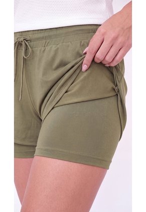 Short Running Verde Oliva Con Licra Interna Para Mujer