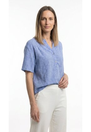 Blusa Azul índigo Con Cuello Nerú Para Mujer