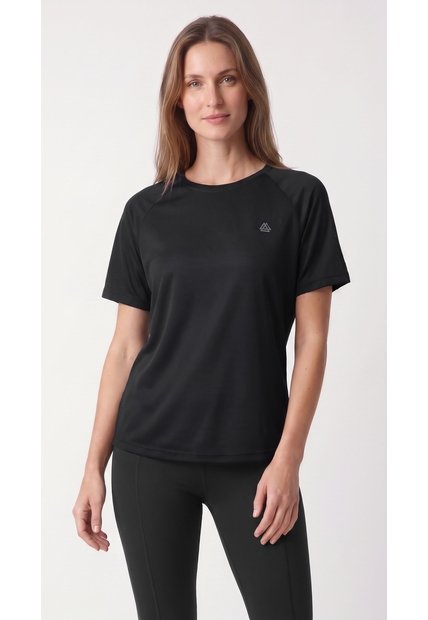 Camiseta Deportiva Transpirable Negra Para Mujer