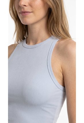 Camiseta Deportiva Rib Manga Sisa Azul Claro Para Mujer