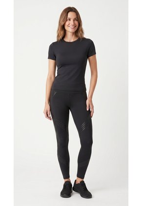 Camiseta Deportiva Negra Con Escote En Espalda Para Mujer