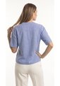 Blusa Azul índigo Con Cuello Nerú Para Mujer de Belife