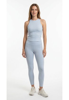Camiseta Deportiva Rib Manga Sisa Azul Claro Para Mujer