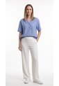 Blusa Azul índigo Con Cuello Nerú Para Mujer de Belife