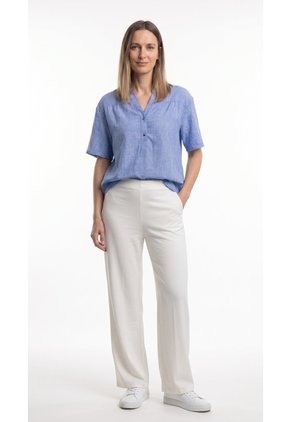 Blusa Azul índigo Con Cuello Nerú Para Mujer