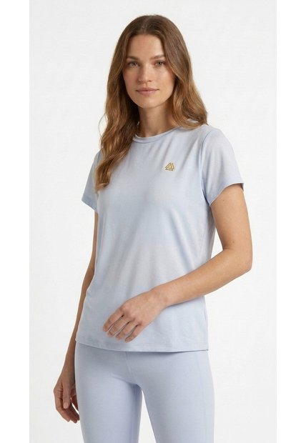Camiseta Deportiva Azul Claro Con Bloques Transpirables Para Mujer