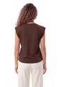Camiseta Manga Sisa Ancha Café Para Mujer de Belife