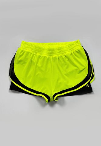 Short Deportivo Amarillo Neon Con Ciclista Interno Para Mujer Belife.-. Belife
