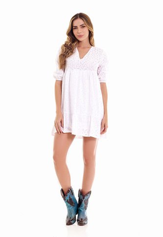 Vestido Ojalillo Blanco Para Mujer Belife Belife