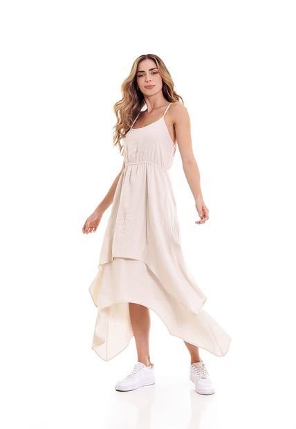 Vestido Largo Crudo Mujer Belife