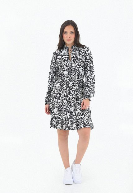 Vestido Manga Corta 3/4 Negro Para Mujer Belife