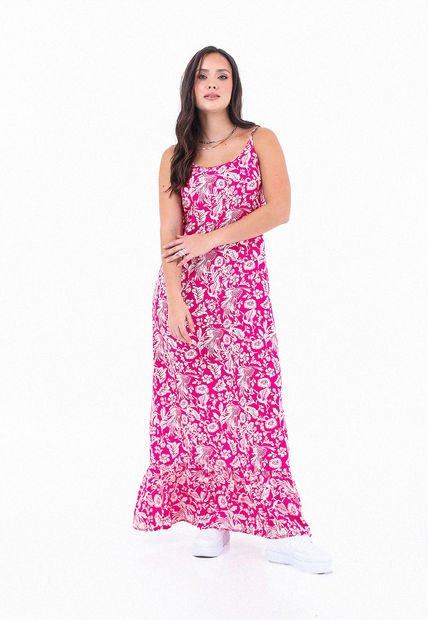 Vestido Largo Con Cargaderas Fucsia Para Mujer Belife