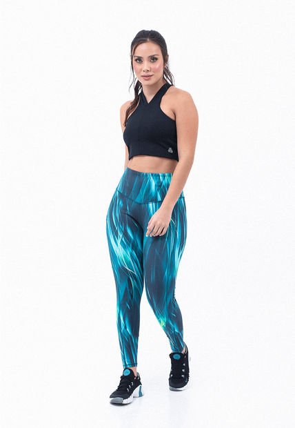Legging Deportivo Azul Sublimado Para Mujer Belife
