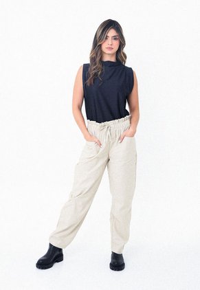 Pantalón Café Con Bolsillos Frontales Para Mujer Belife