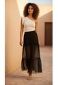Falda Negra En Tela Malla Para Mujer de Belife