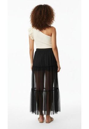 Falda Negra En Tela Malla Para Mujer