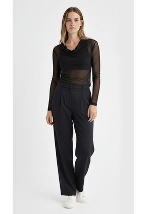 Blusa Manga Larga Negra En Malla Para Mujer