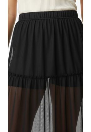 Falda Negra En Tela Malla Para Mujer