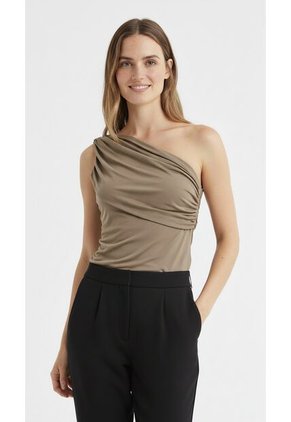 Camiseta Manga Sisa Café Para Mujer