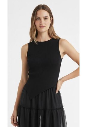 Camiseta Manga Sisa Negra Para Mujer