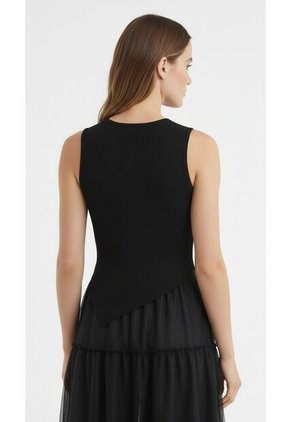 Camiseta Manga Sisa Negra Para Mujer