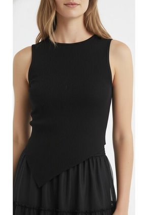 Camiseta Manga Sisa Negra Para Mujer