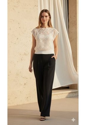 Camiseta Manga Sisa Ivory En Encaje Para Mujer