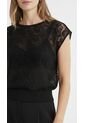 Camiseta Manga Sisa Negra En Encaje Para Mujer de Belife
