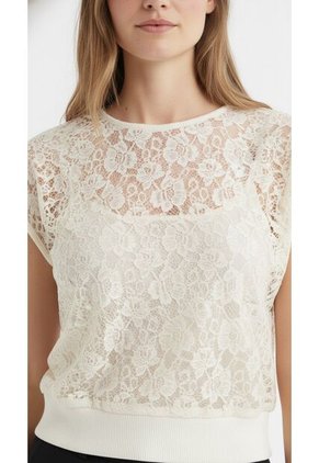 Camiseta Manga Sisa Ivory En Encaje Para Mujer