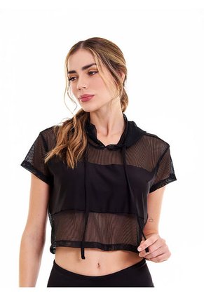 Camiseta Deportiva Negra En Malla Para Mujer Belife