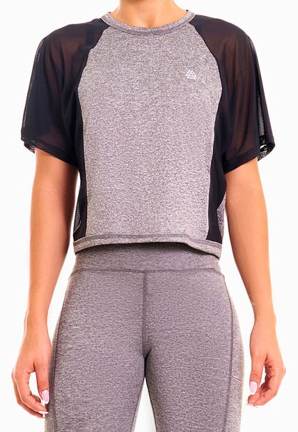 Camiseta Deportiva Manga Corta Gris Mujer Belife