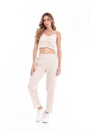 Blusa Manga Sisa Crudo Con Recogido Para Mujer Belife