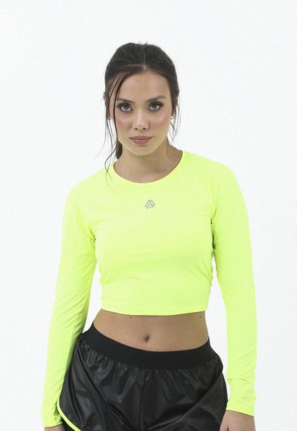 Camiseta Deportiva Manga Larga Espalda Cruzada Para Mujer