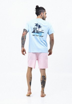 Pantaloneta Playera Rosado Y Bolsillos Para Hombre Belife