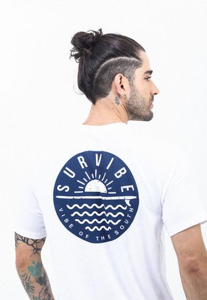 Camiseta De Playa Blanco Hueso Con Estampado Para Hombre Belife