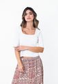 Blusa Blanca Con Escote Semi Cuadrado Y Manga 3/4 Para Mujer Belife de Belife