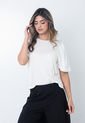 Blusa Blanca Con Escote Redondo Y Mangas 3/4 Para Mujer Belife de Belife