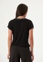 Camiseta Cuello Tejido Negra Para Mujer de Belife