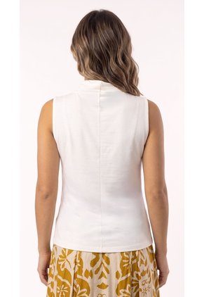 Blusa Ivory Manga Sisa Con Cuello Alto Para Mujer