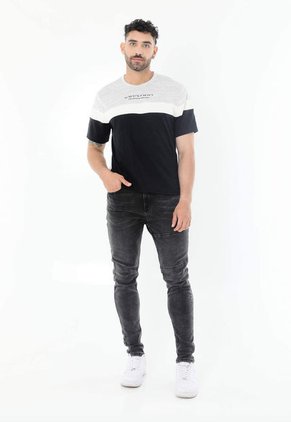 Camiseta Gris En Bloques Para Hombre Belife