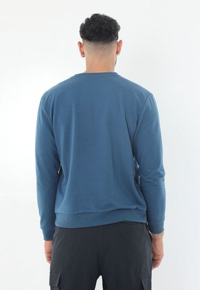 Buzo Azul Oscuro De Manga Larga Con Estampado Frontal Para Hombre Belife