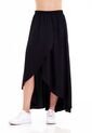 Falda Larga Negro Con Cintura Resortada Y Abertura Frontal Para Mujer de Belife