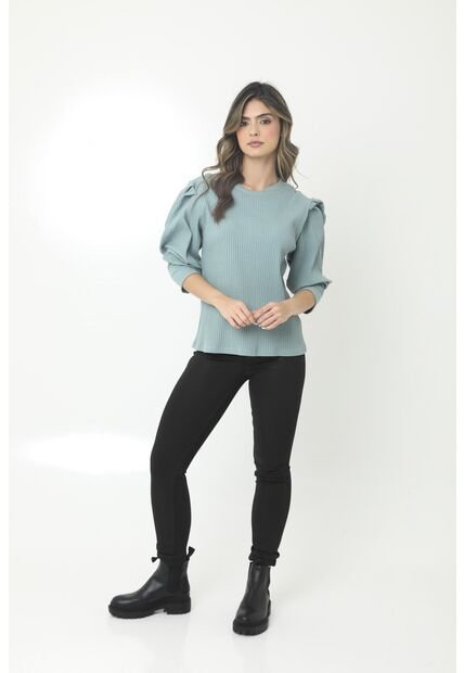 Camiseta Manga Larga En Rib Para Mujer