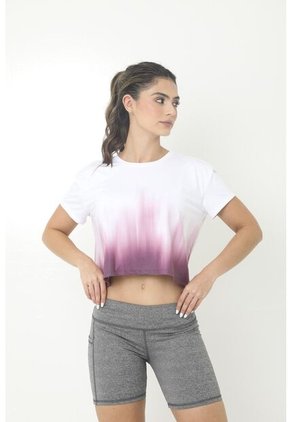 Camiseta Manga Corta Blanca Con Sublimado Para Mujer