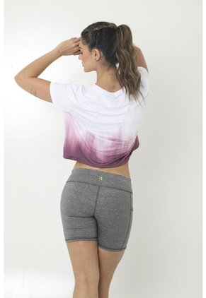 Camiseta Manga Corta Blanca Con Sublimado Para Mujer