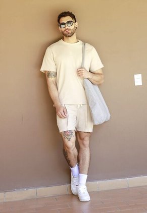 Bermuda Arena Para Hombre En Textura Galleta