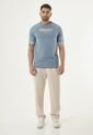 Camiseta Manga Corta Estampada Azul Para Hombre de Belife