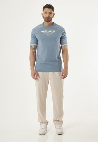 Camiseta Manga Corta Estampada Azul Para Hombre Belife