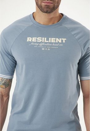 Camiseta Manga Corta Estampada Azul Para Hombre